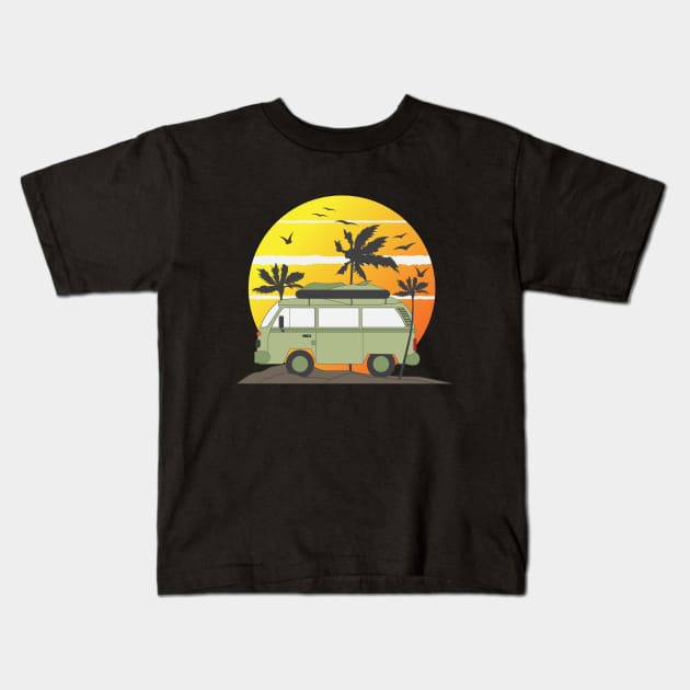 Palm Beach Summer Kids T-Shirt by novaya